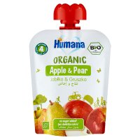 Humana 100% Organic, mus owocowy, jabłko i gruszka, po 4 miesiącu, 90g