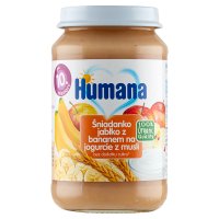 Humana 100% Organic, śniadanko jabłko z bananem na jogurcie z musli, po 10 miesiącu życia, 190g