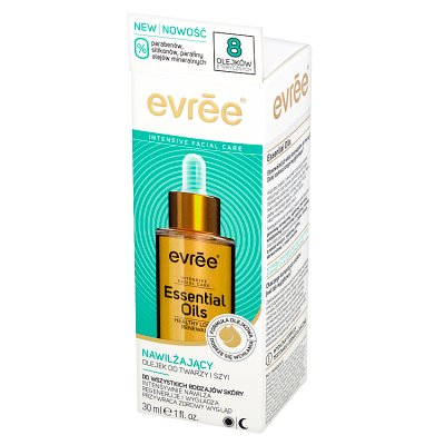 Evree Essential Oils 20+ Olejek do twarzy i szyi nawilżający na dzień i noc  30ml