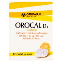 Orocal D3  Lemon (smak cytrynowy), 30 tabletek