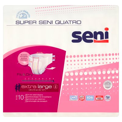 Seni Super Quatro Extra Large, pieluchomajtki dla dorosłych, 10 sztuk