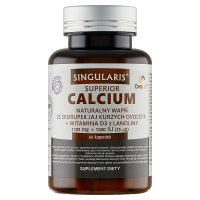 Singularis Calcium naturalny wapń ze skorupek jaj kurzych + witamina D3 z lanoliny 60 kapsułek