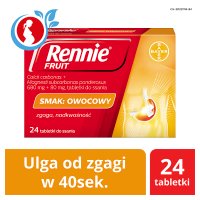 Rennie FRUIT (smak owocowy) , 24 tabletki