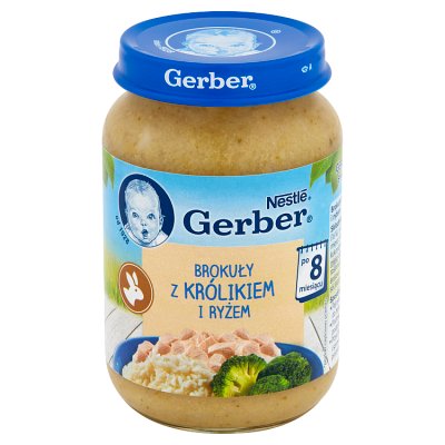 Gerber, Obiadek,smakowite brokuły z królikiem i ryżem,190g