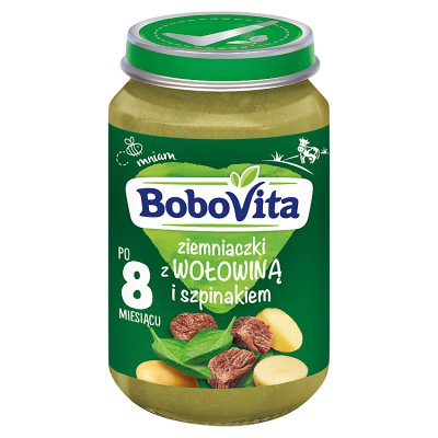 Bobovita, ziemniaczki z wołowiną i szpinakiem, po 8 miesiącu, 190 g